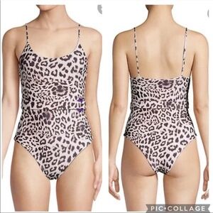 MIKOH Mila Leopard Print Belted One Piece Swimsuit L
